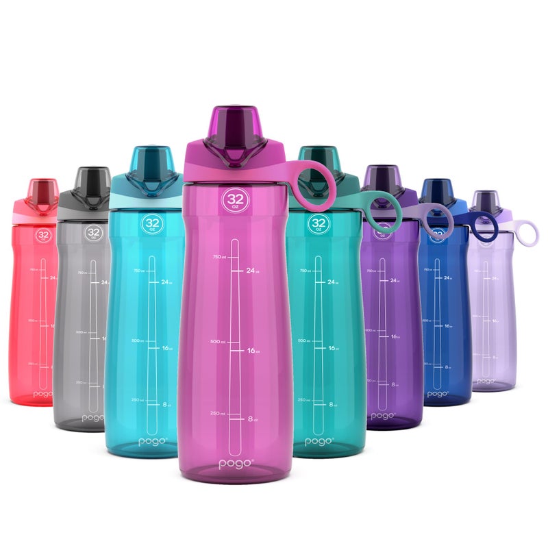 Pogo BPA-Free Plastic Water Bottle with Chug Lid, Fuchsia, 32 oz. - Image 1